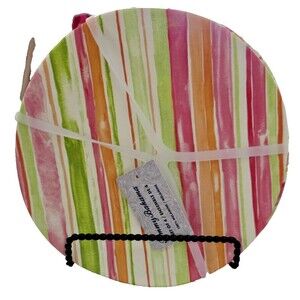 Set 4 Tommy Bahama Salad Plates w Tropical Stripe Pattern New w tags